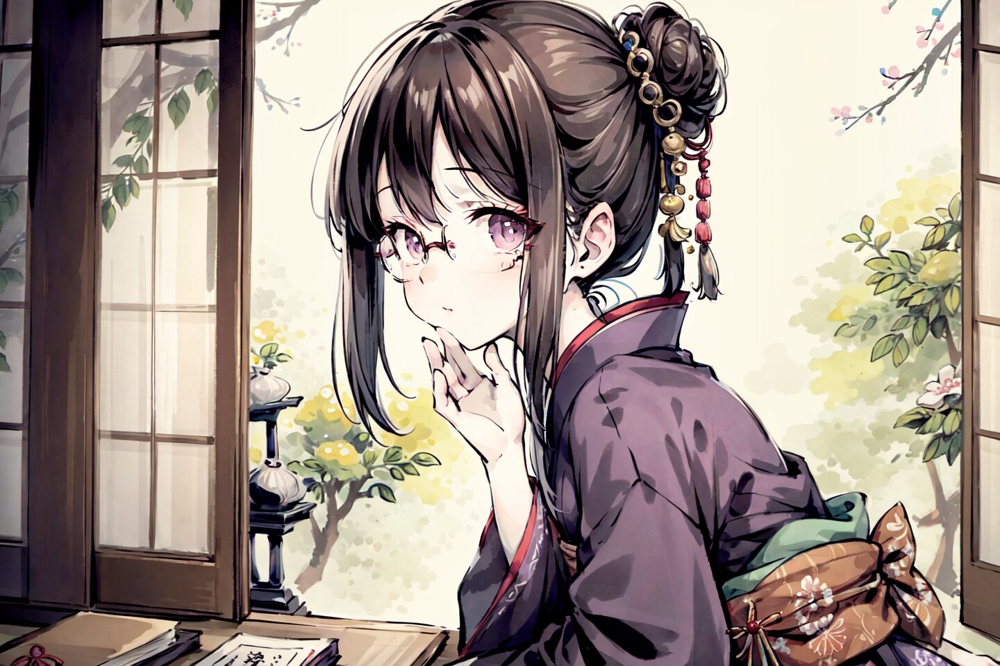 勉強する女の子