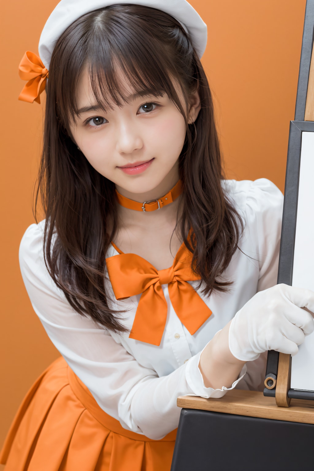 オレンジの服の学芸員