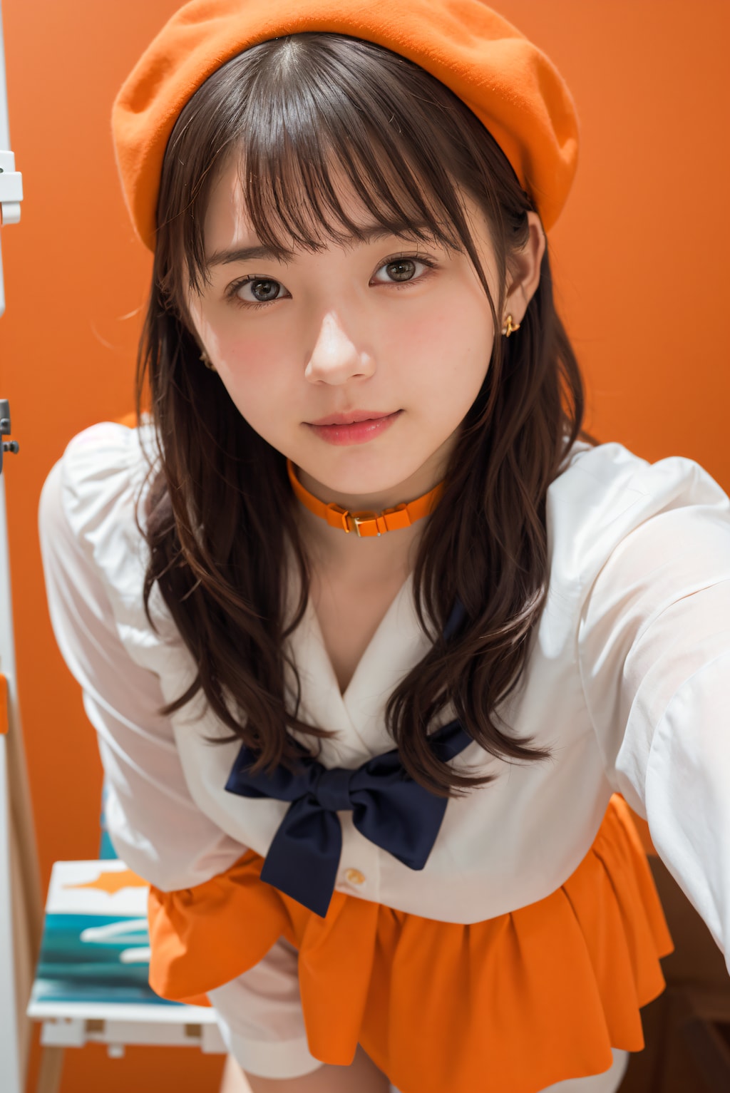 オレンジの服の学芸員