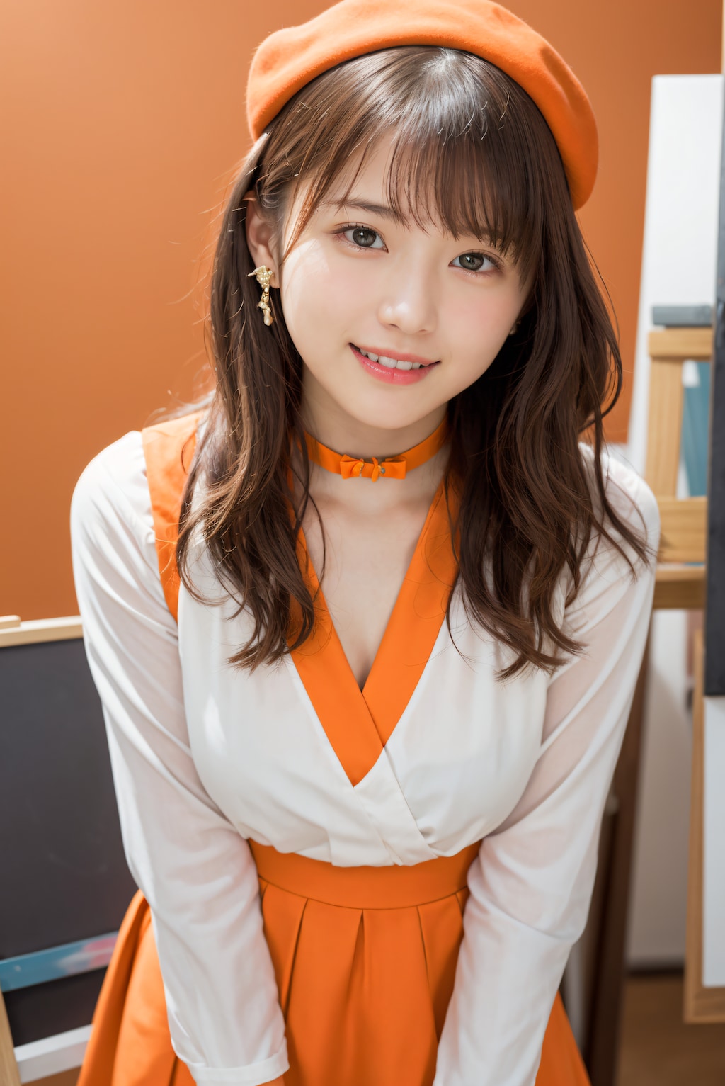 オレンジの服の学芸員