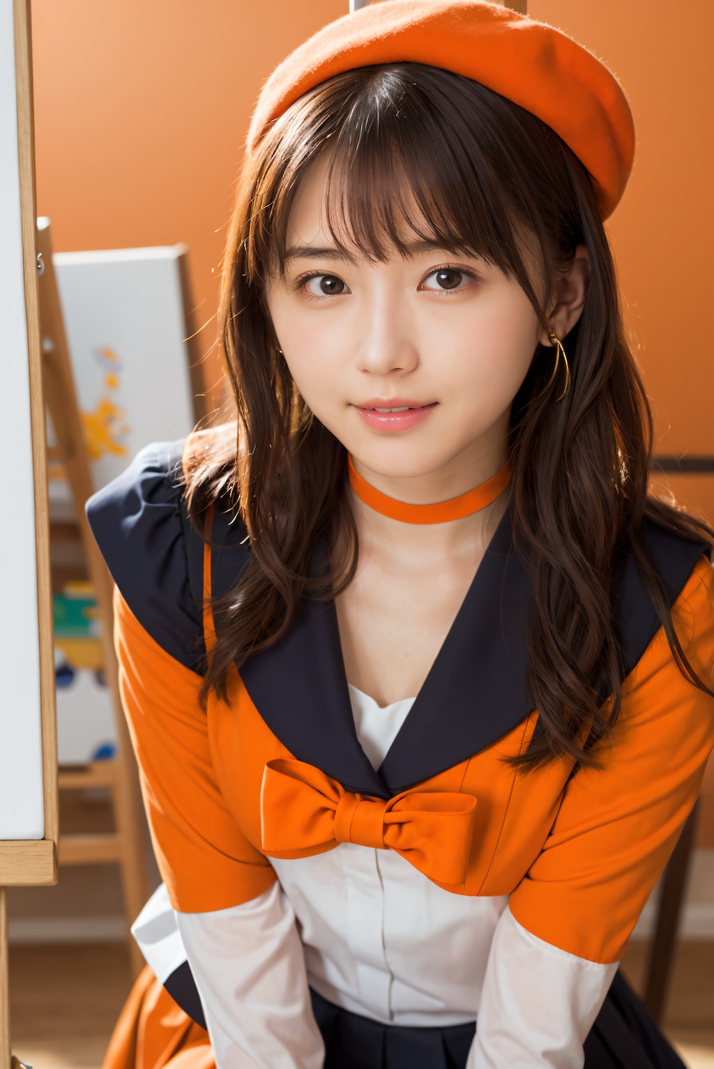 オレンジの服の学芸員