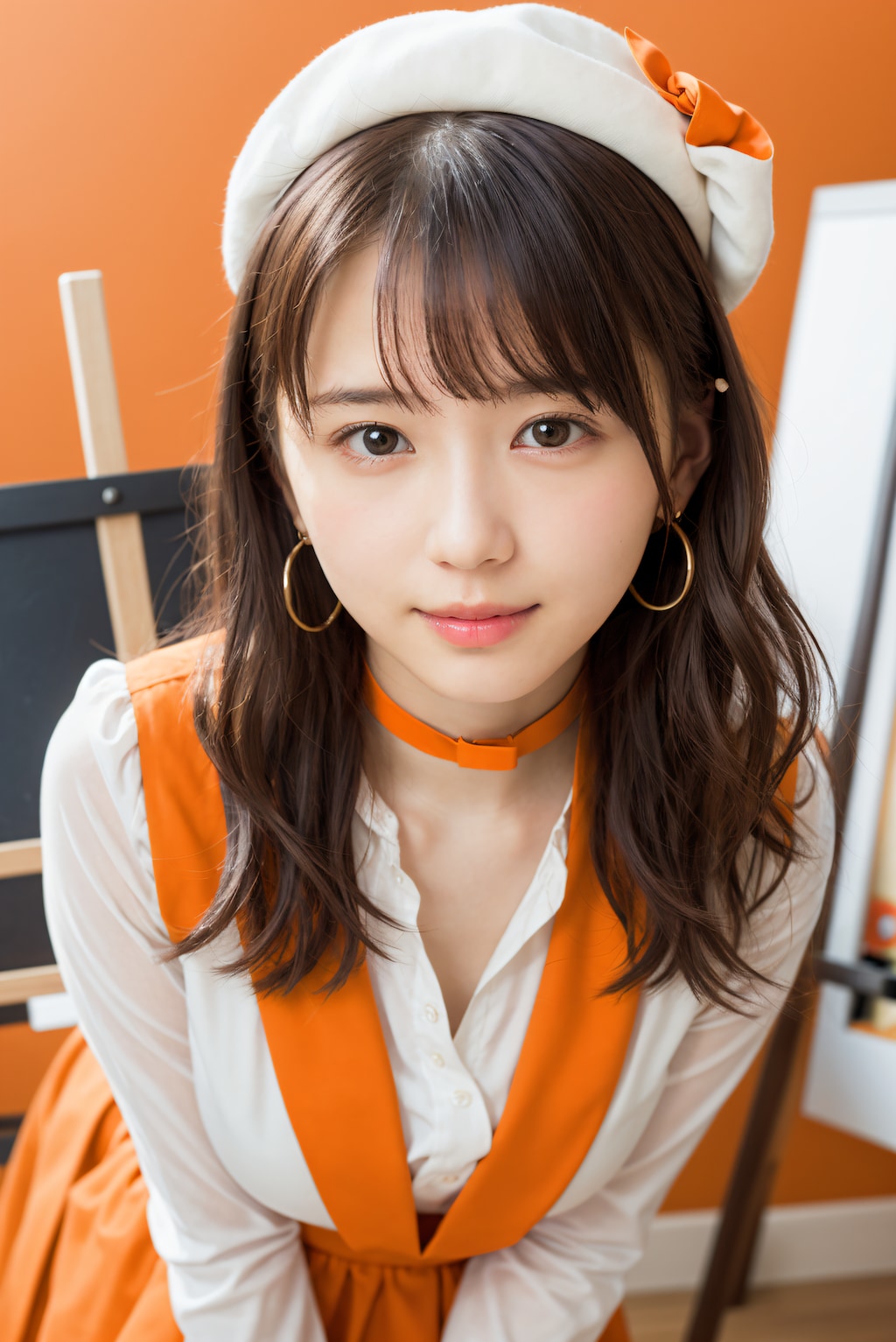 オレンジの服の学芸員