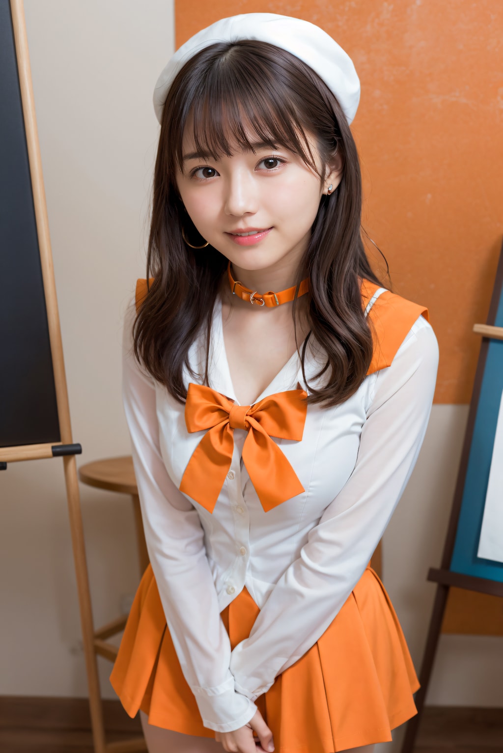 オレンジの服の学芸員