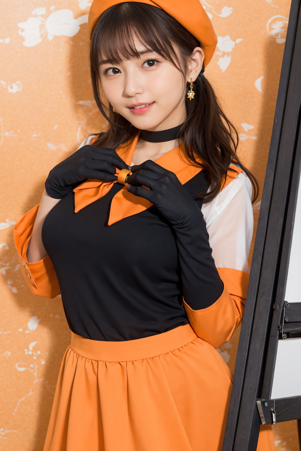 オレンジの服の学芸員