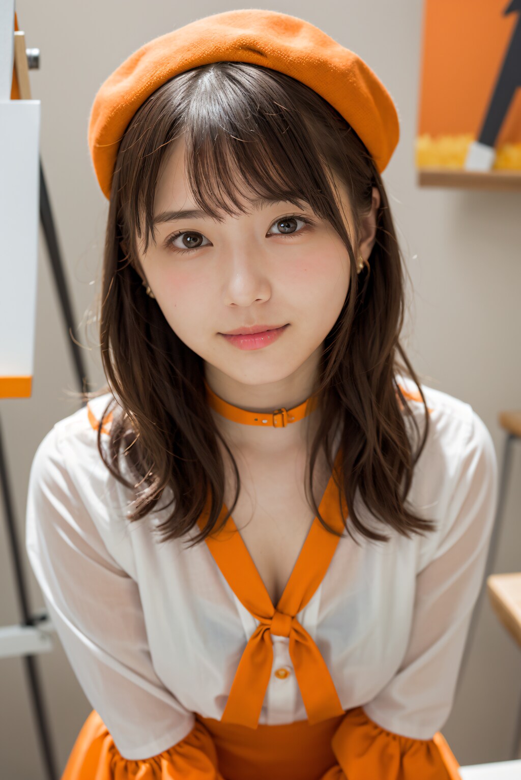 オレンジの服の学芸員