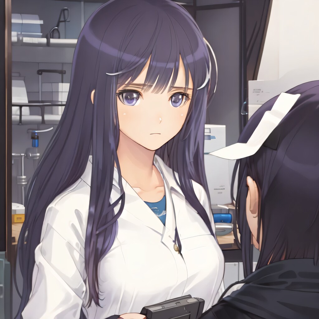 黒髪ロングで白衣の少女１１