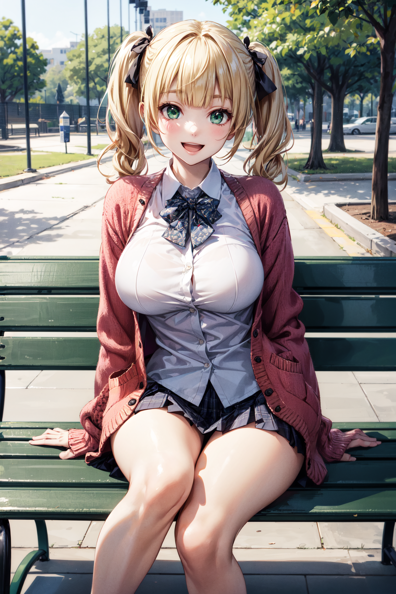 金髪ツインテJK 公園デート | の人気AIイラスト・グラビア