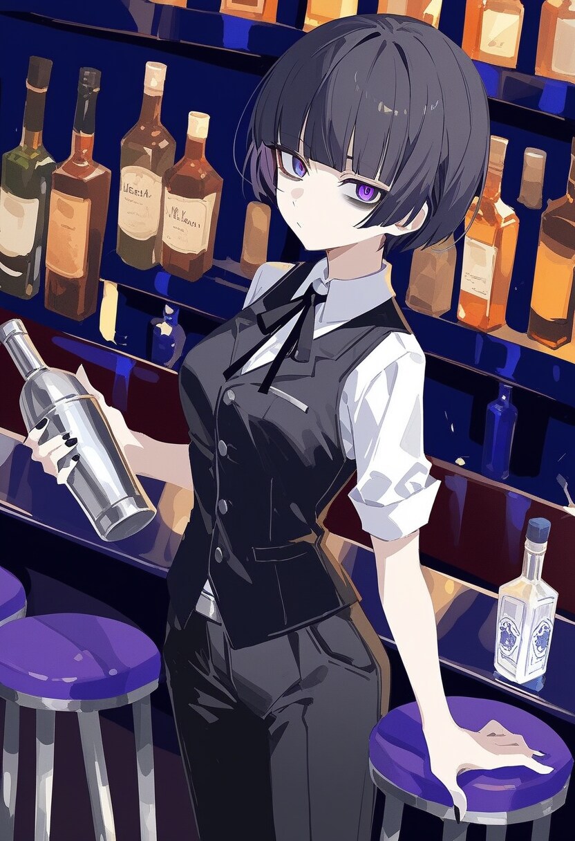 カウンターの中にいて