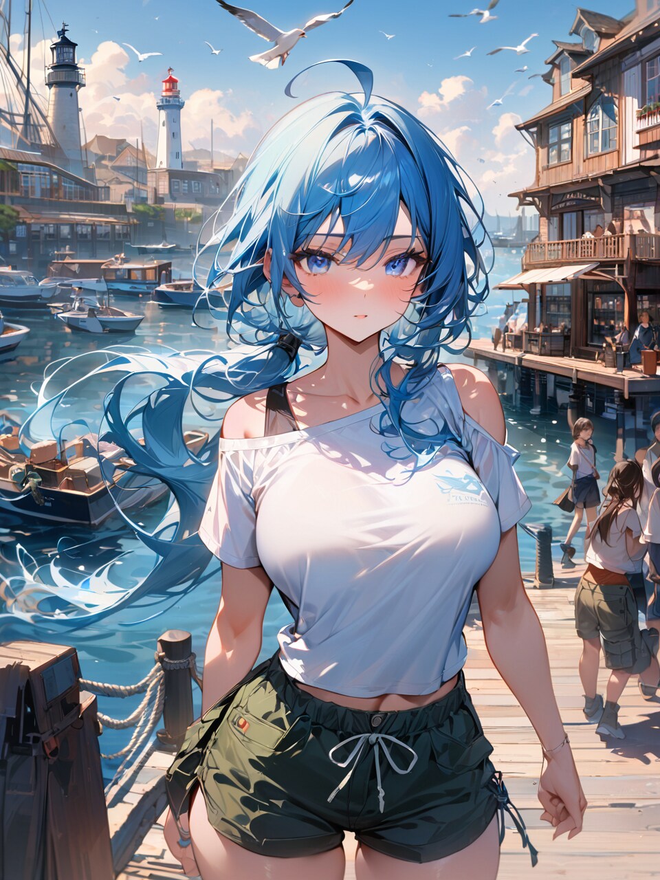 《肩だしTシャツ》shoulder cut-out T-shirt | の人気AIイラスト・グラビア