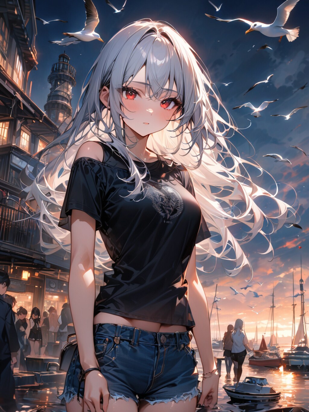 《肩だしTシャツ》shoulder cut-out T-shirt