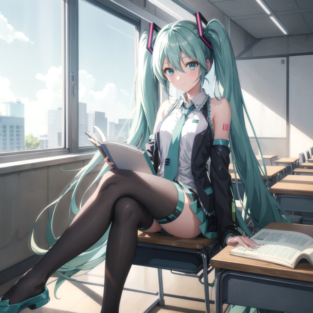 ミクさん勉強中