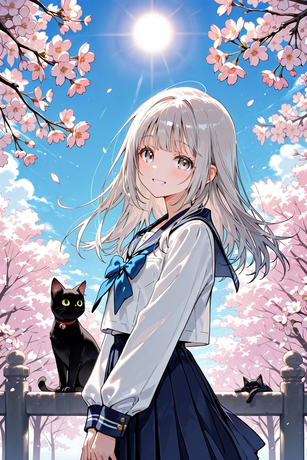 銀髪少女は黒猫と一緒
