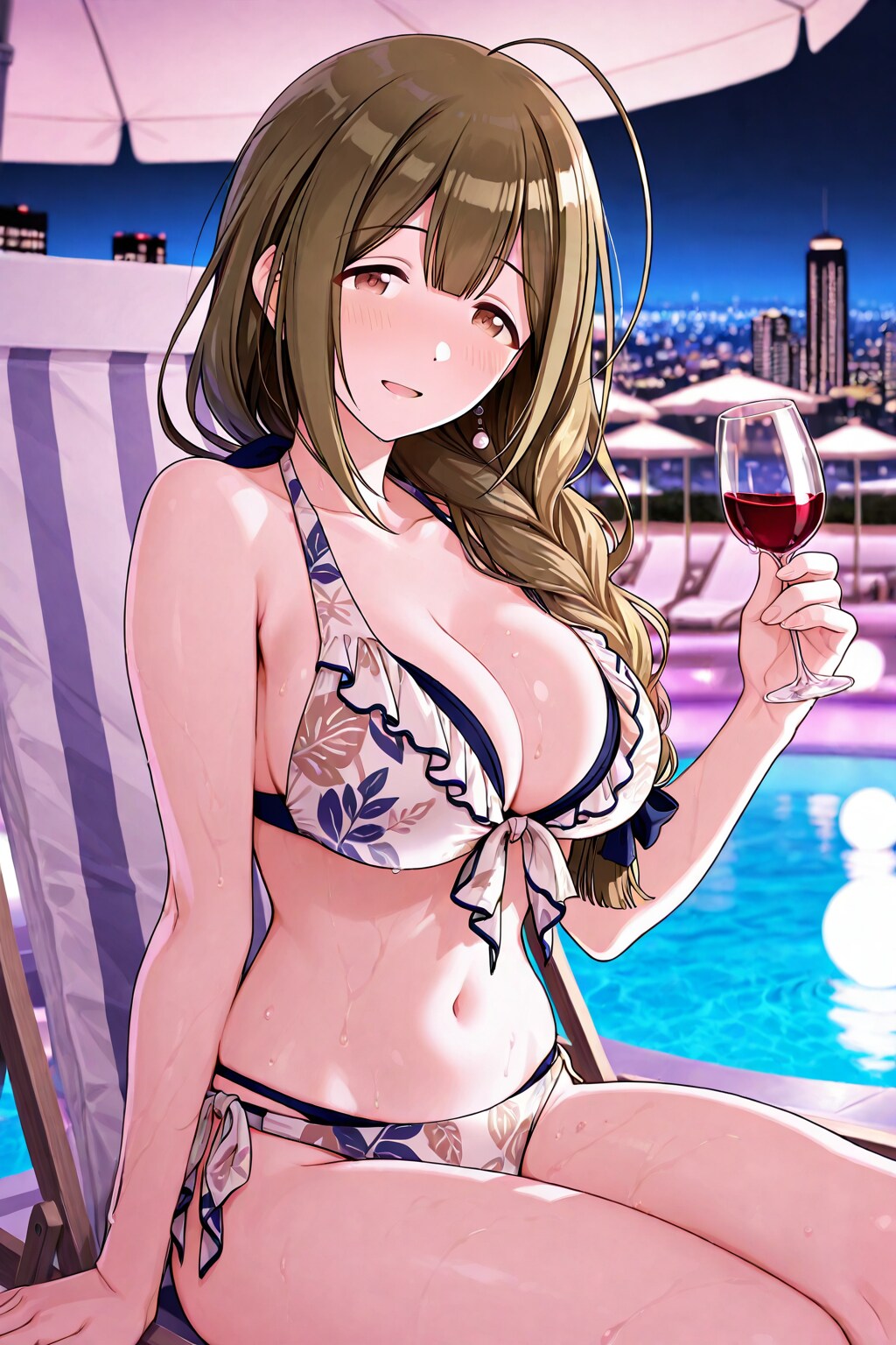 桑山千雪と港区なナイトプールデートで酔いしれて👙🌃🍷❤️