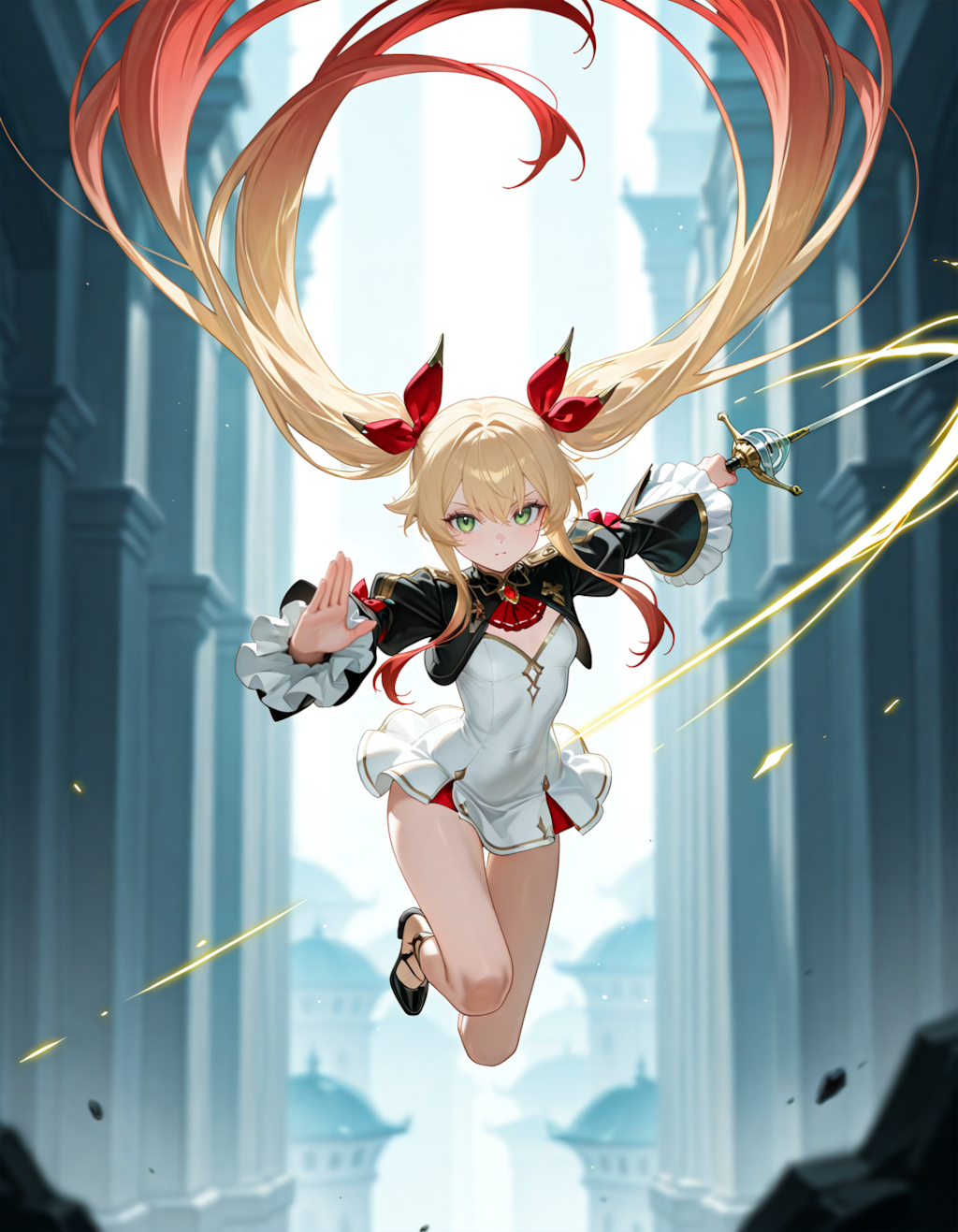 金髪ツインテール少女剣士