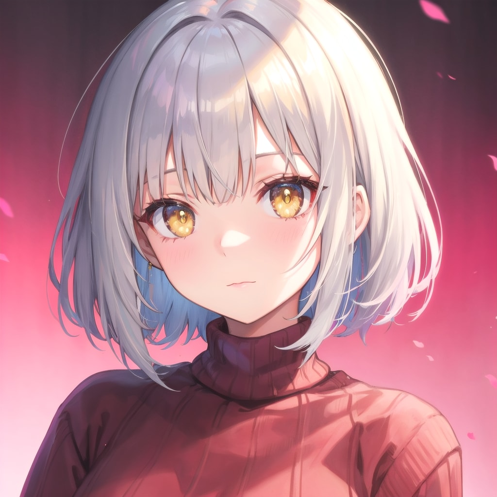 銀髪、黄色の目