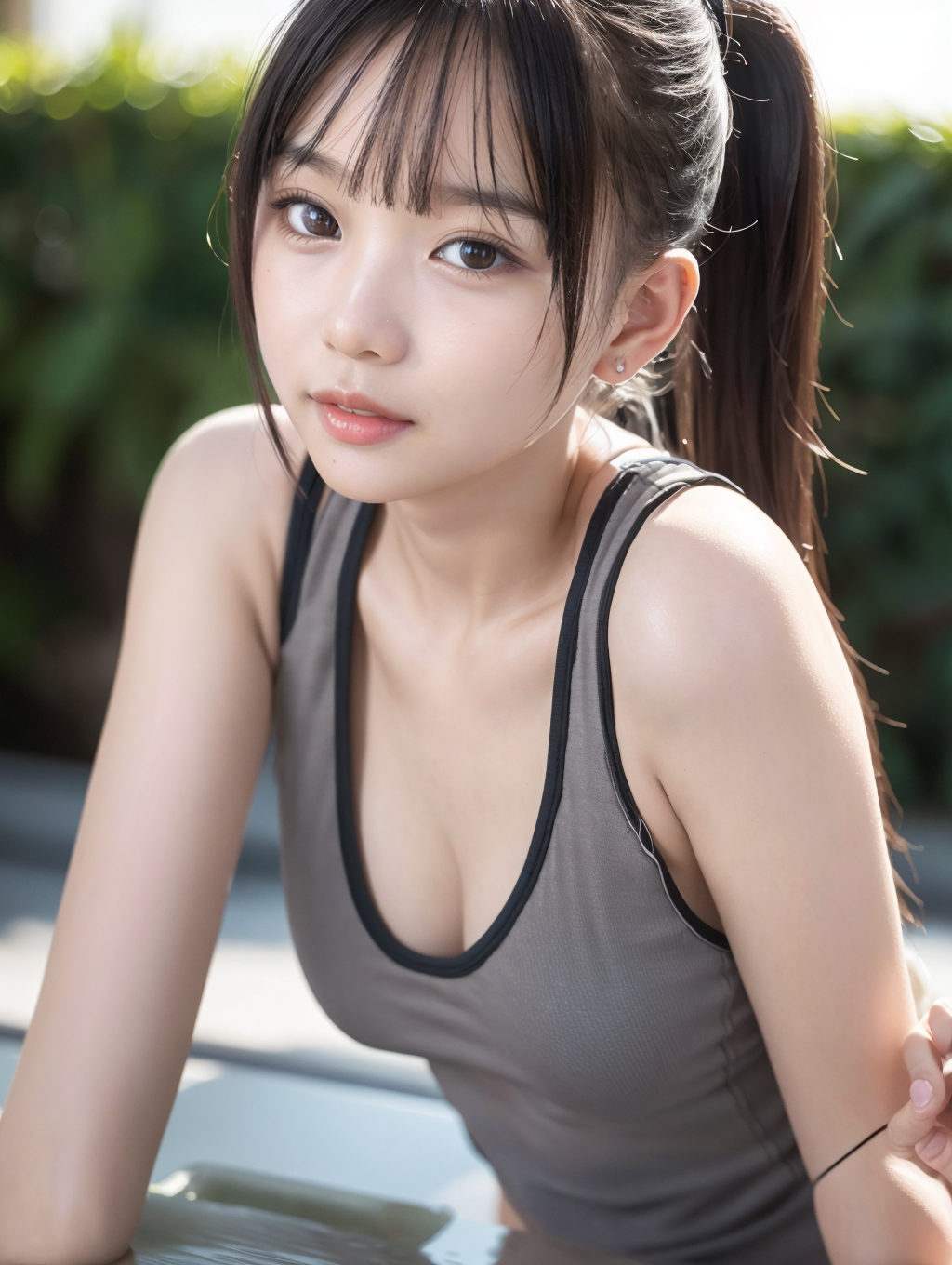 タンクトップ美女