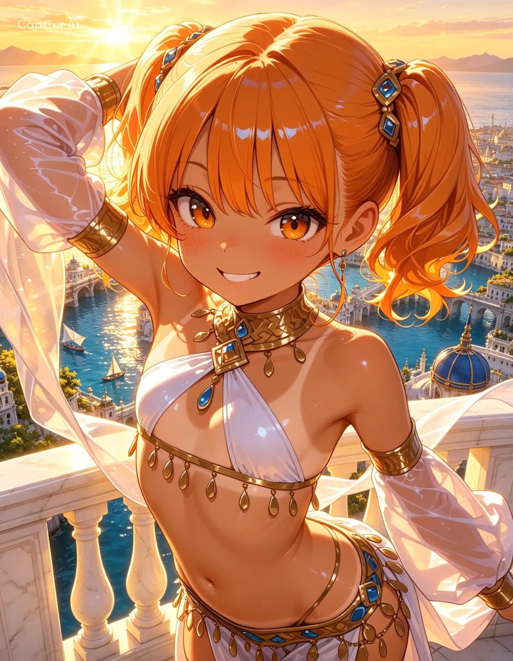 水上都市で踊り子衣装のちーちゃん(∩´∀`∩)💕