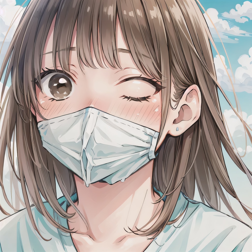 茶髪ボブでマスクの少女