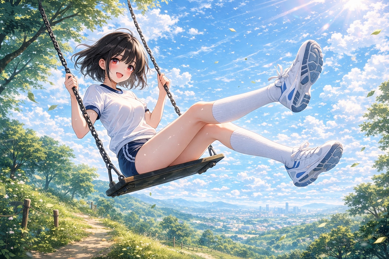 早春ブランコ ~ 黒髪ボブのブルマ娘９４ ~ | の人気AIイラスト・グラビア