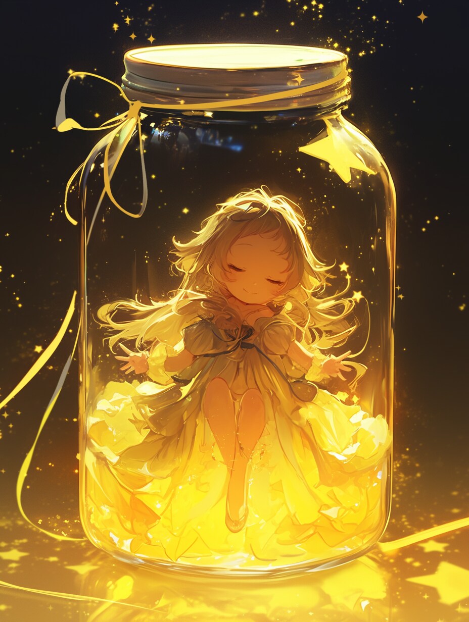 「瓶詰の少女」黄103 | の人気AIイラスト・グラビア