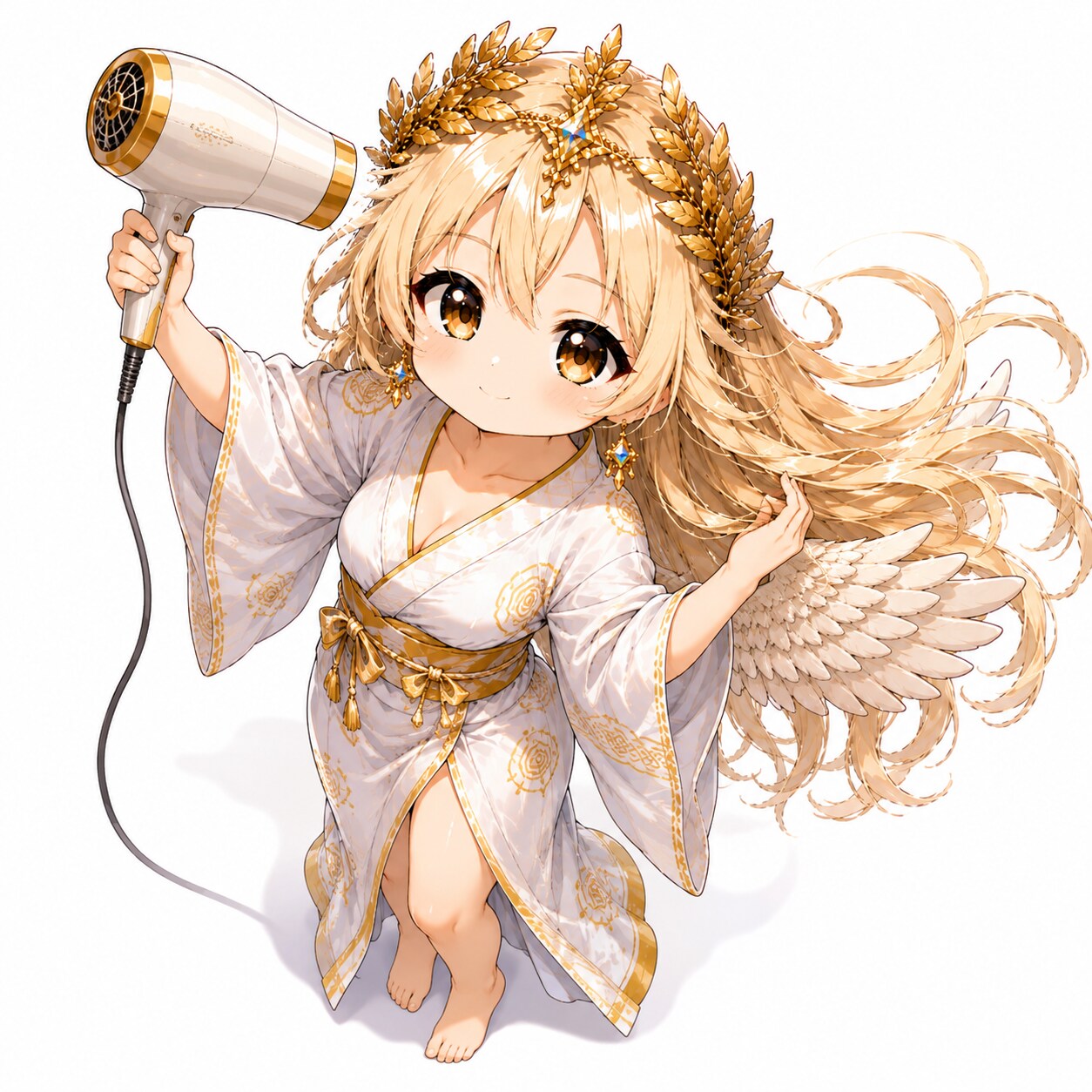 髪を乾かす勝利の女神