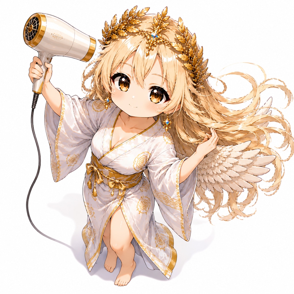 髪を乾かす勝利の女神