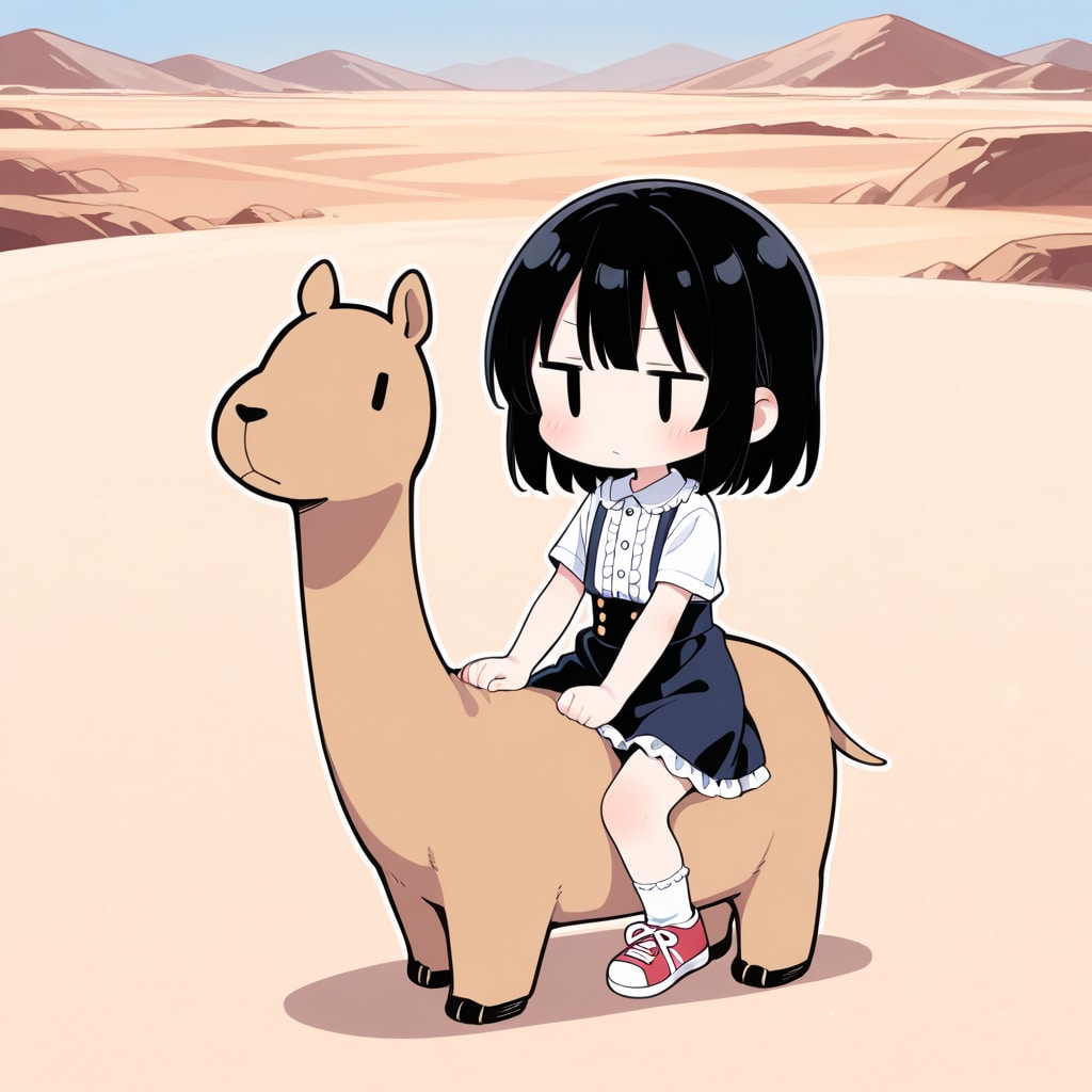 砂漠でラクダ？に乗ってみた