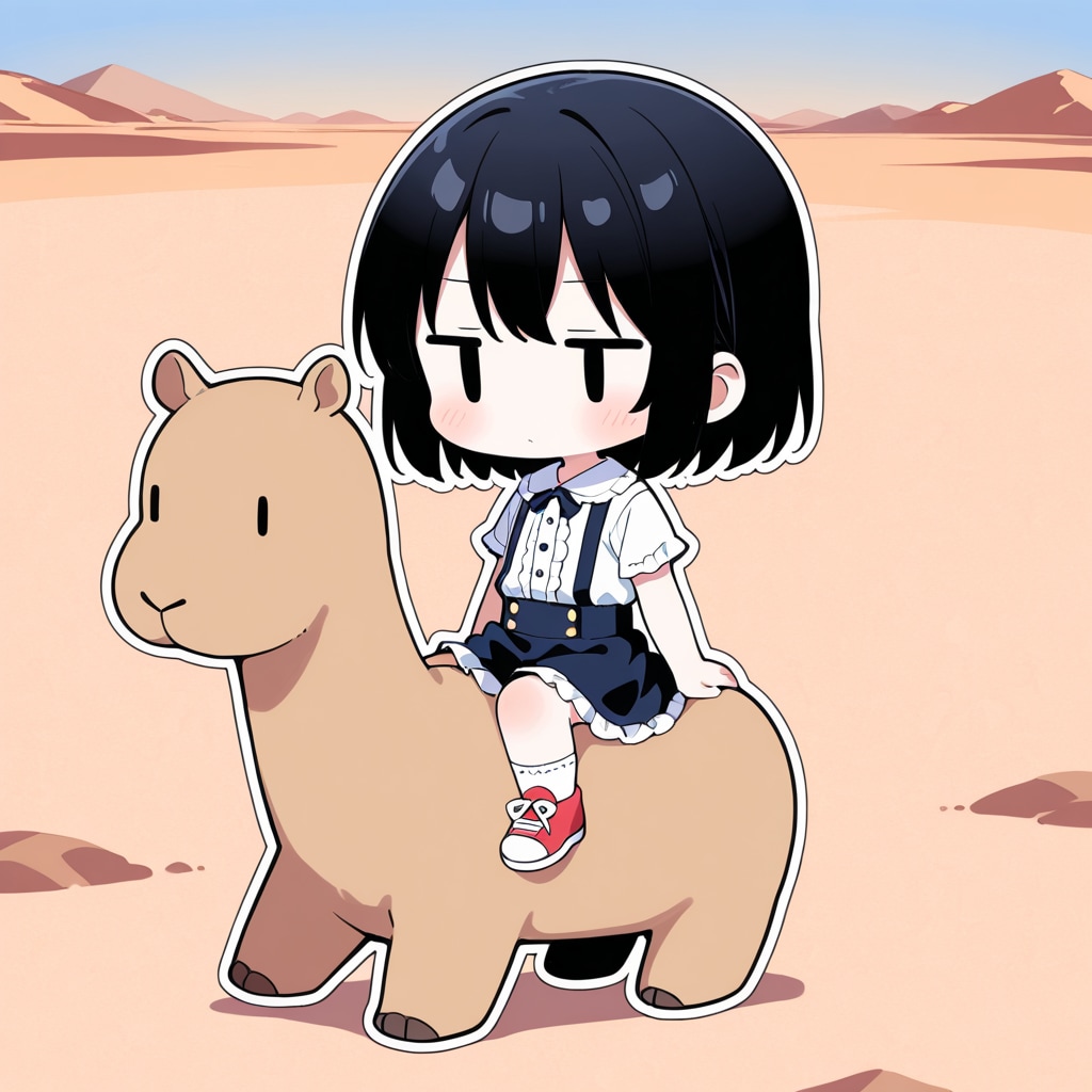 砂漠でラクダ？に乗ってみた