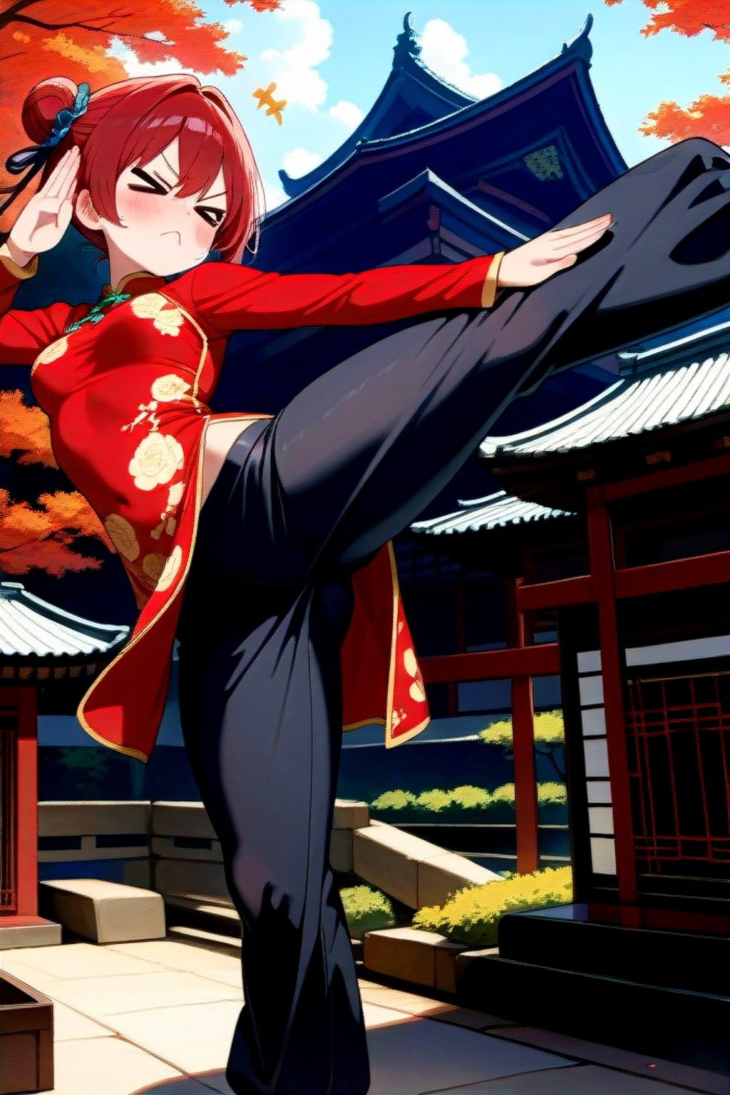 チャイナドレスの赤髪ちゃん