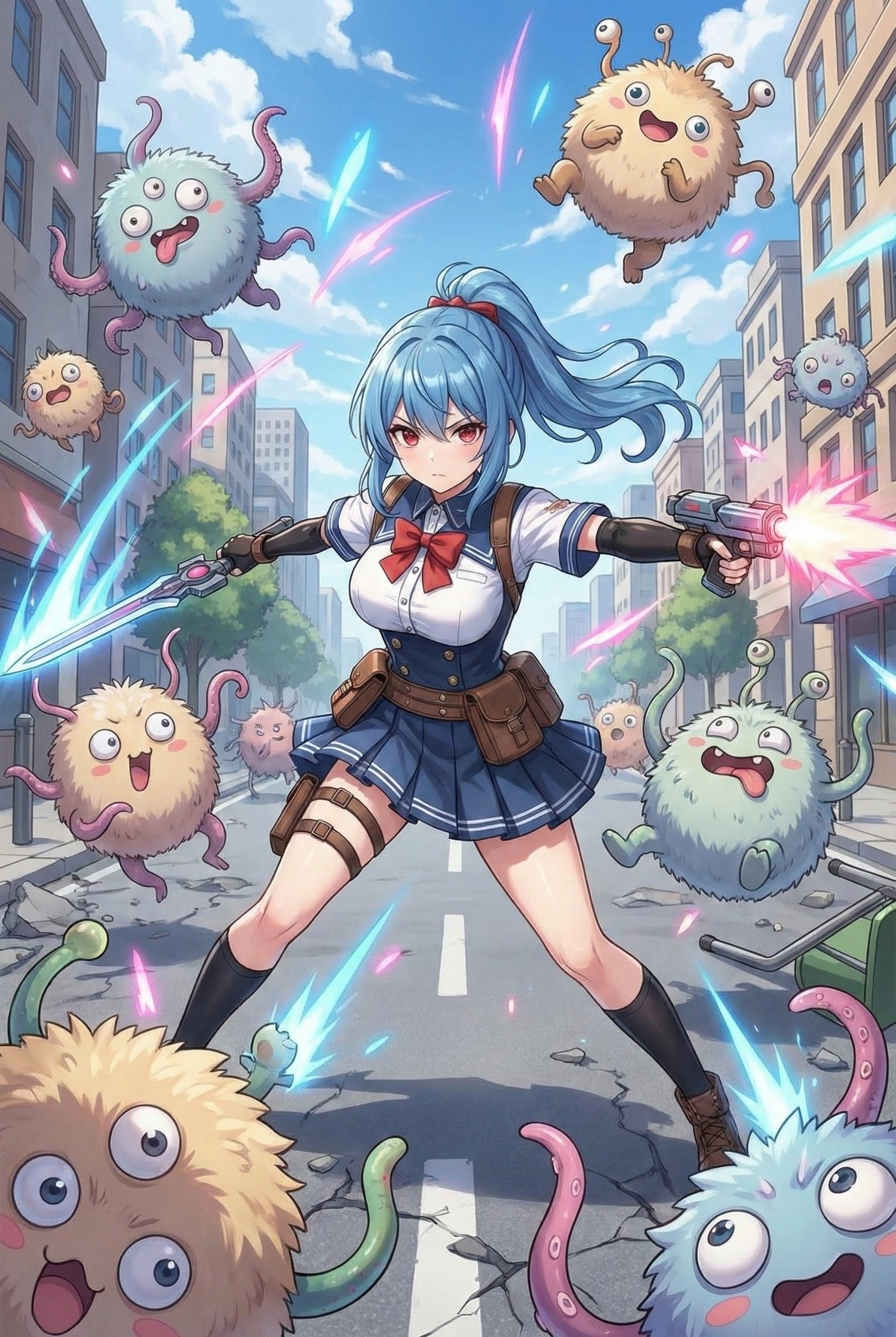 おマヌケインベーダーと戦うソラ | の人気AIイラスト・グラビア