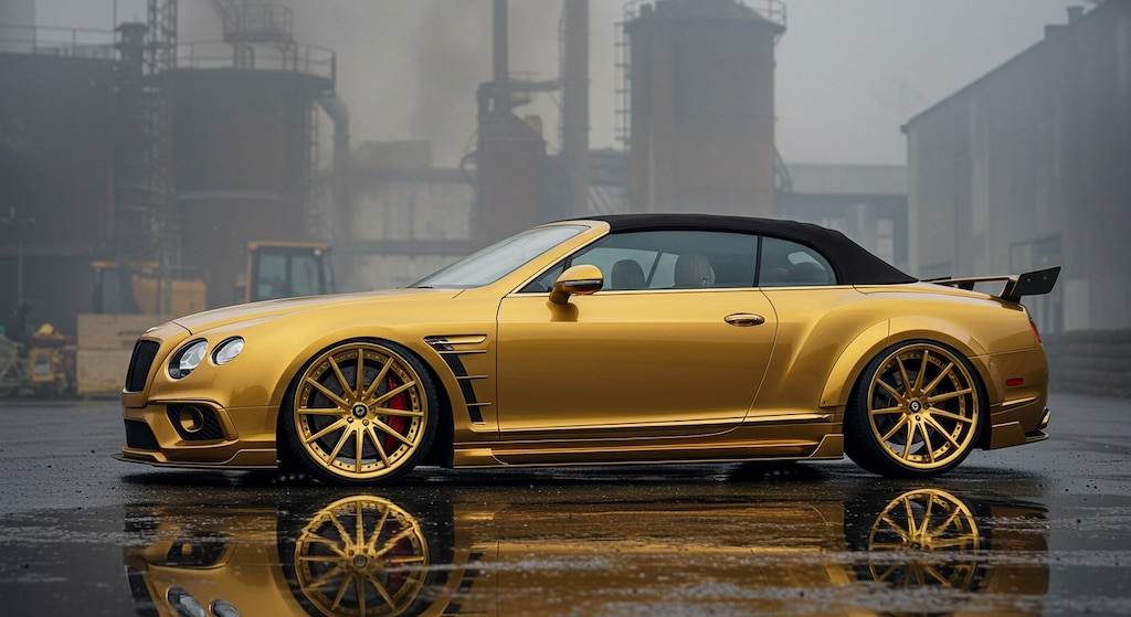 ゴールドカラーベントレーオープンカー