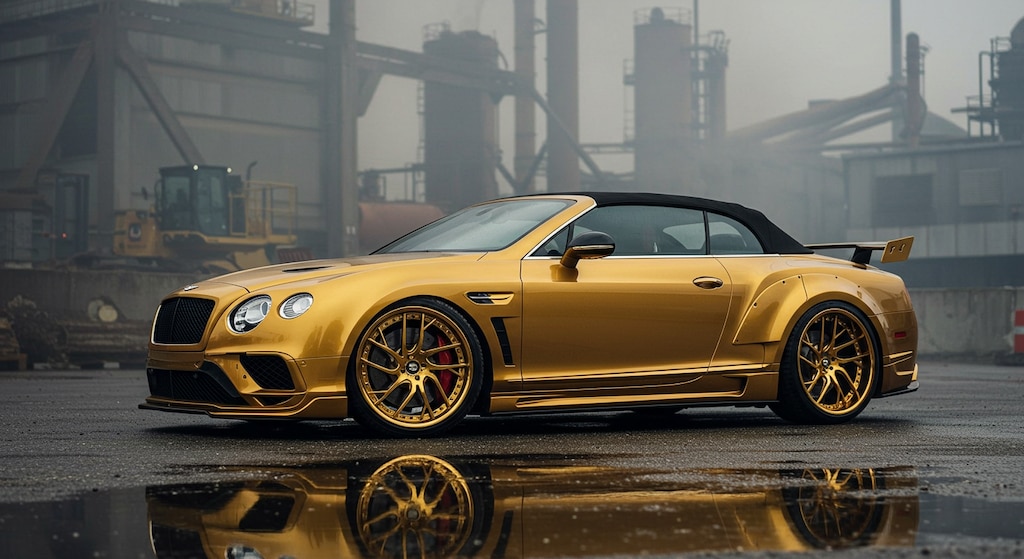 ゴールドカラーベントレーオープンカー