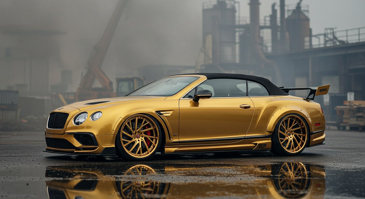 ゴールドカラーベントレーオープンカー | の人気AIイラスト・グラビア
