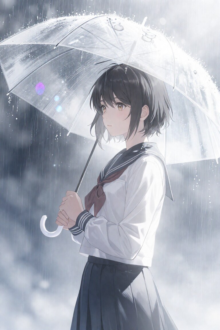 大雨の中の…