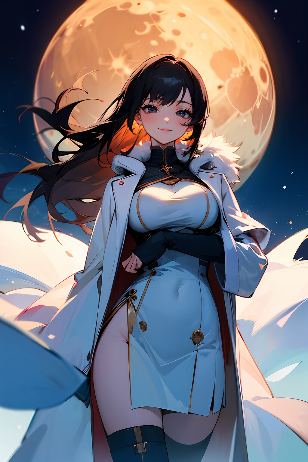 2枚] 黒髪女性と月01