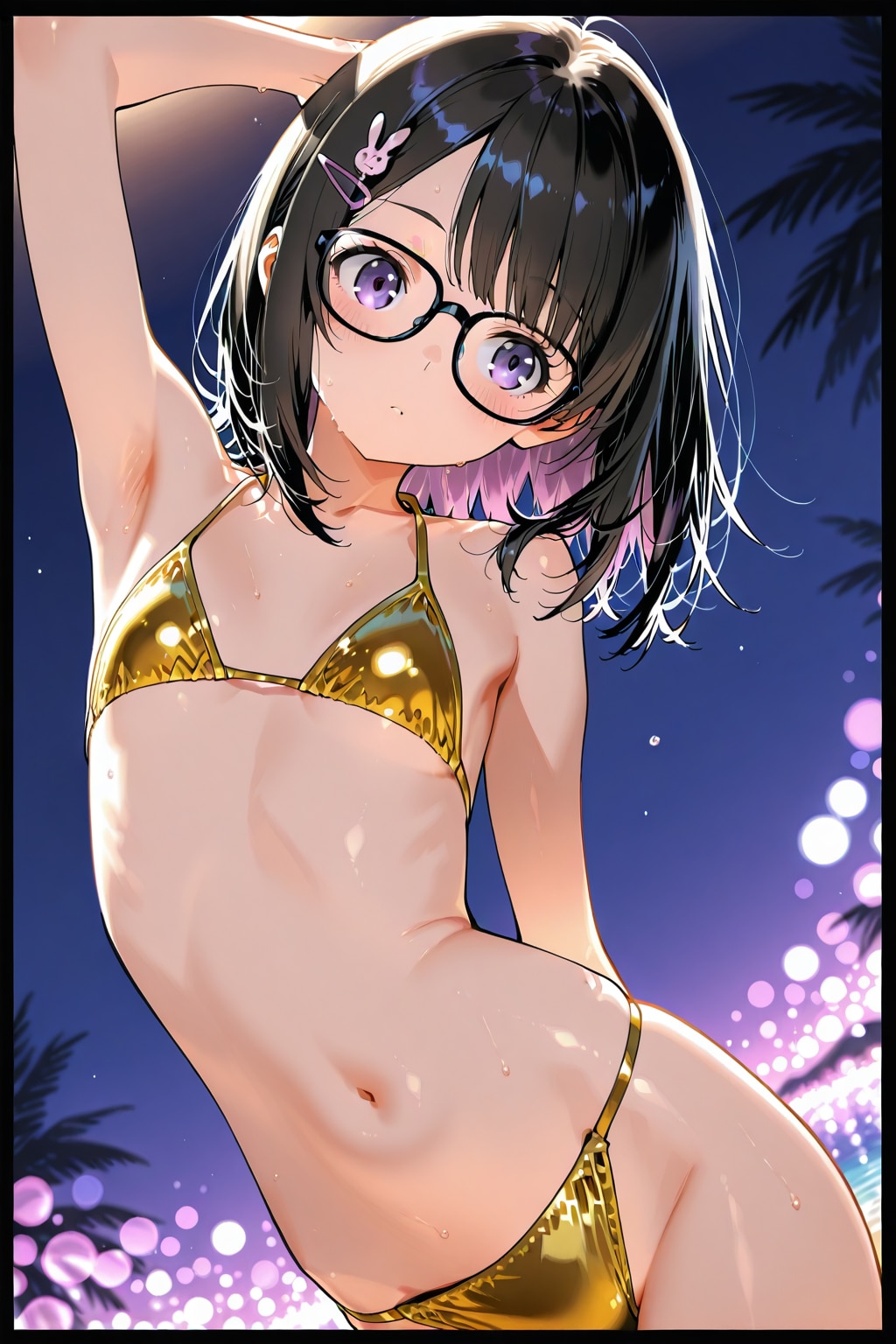 ゲーミング女児の金色ビキニ