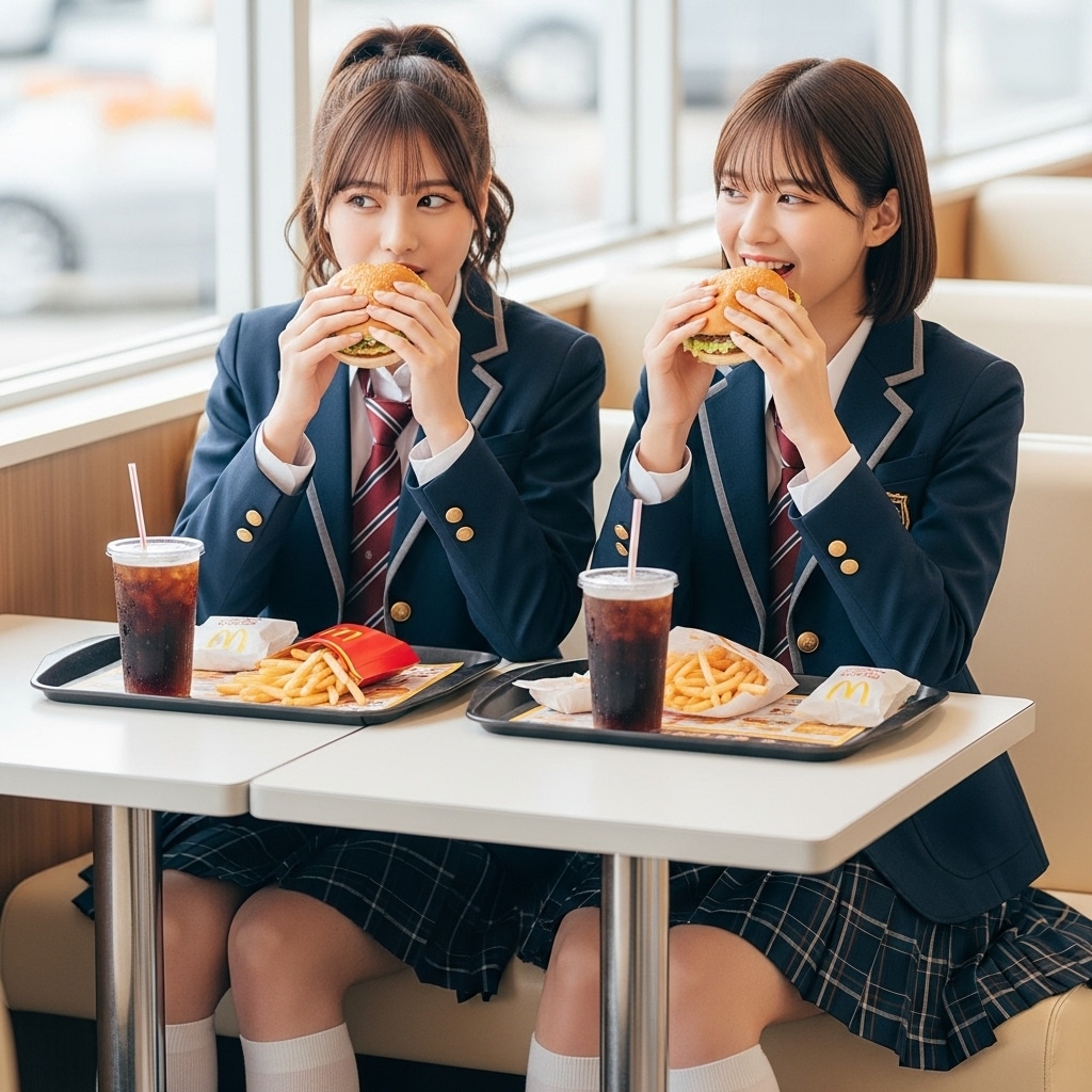 マクドナルドで仲良く | の人気AIイラスト・グラビア