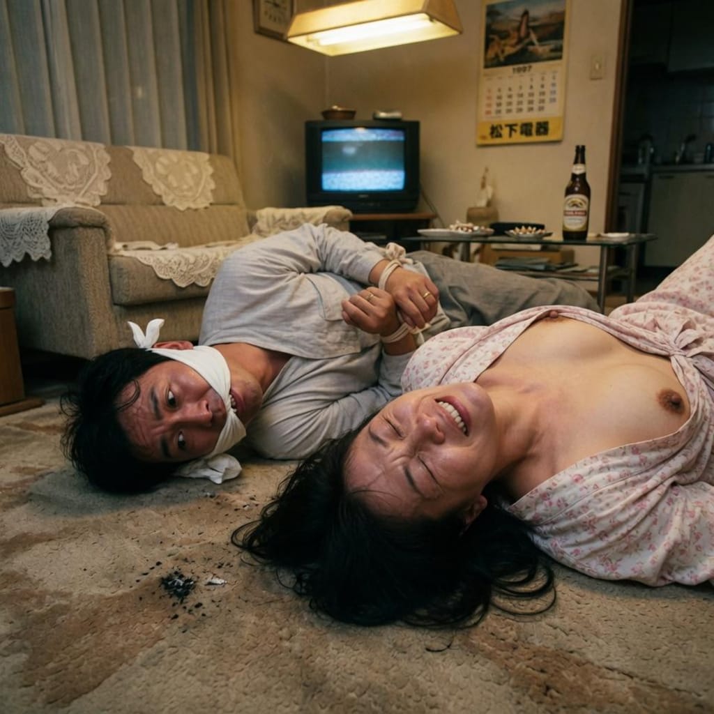 夫の前で……
