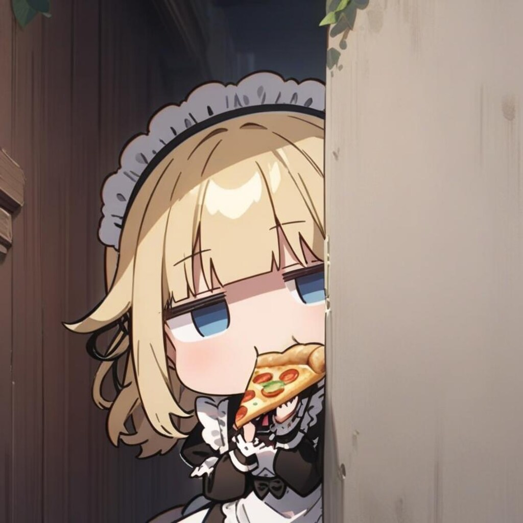 🍕おピッツァもぐもぐしながらチラ見しちゃう系メイドちゃん🍕
