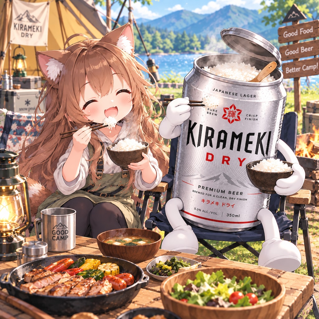ビール缶で米を炊く小さな女の子