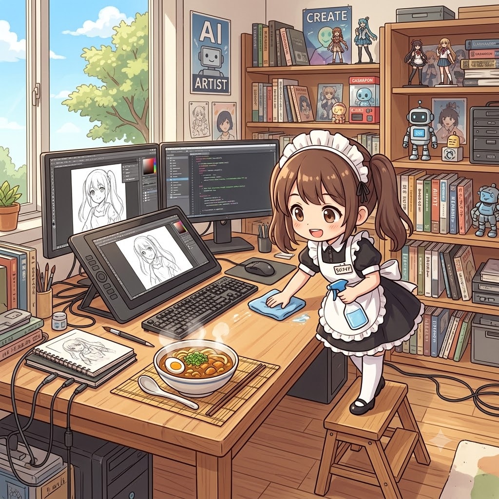 ちびメイドちゃん掃除中