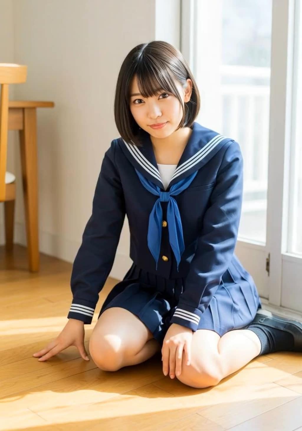 JK四つん這いパンチラ