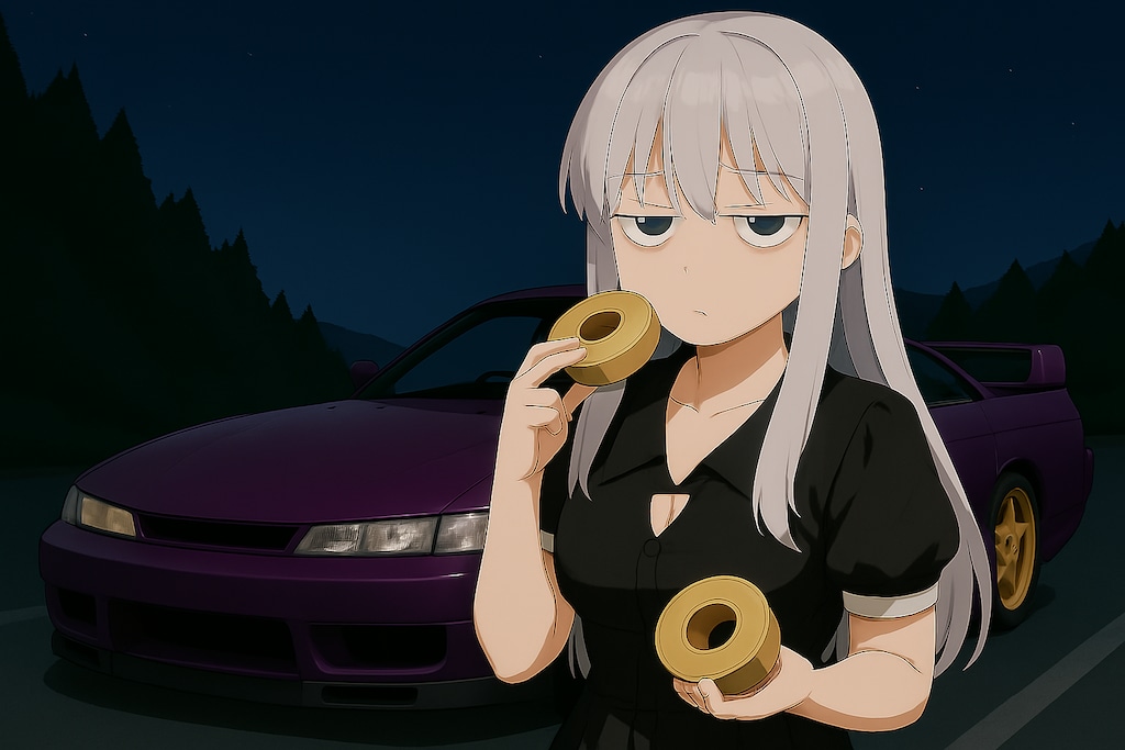 シルビアと目が死んでる銀髪の少女　それはバームクーヘン？ガムテープ？どっち？