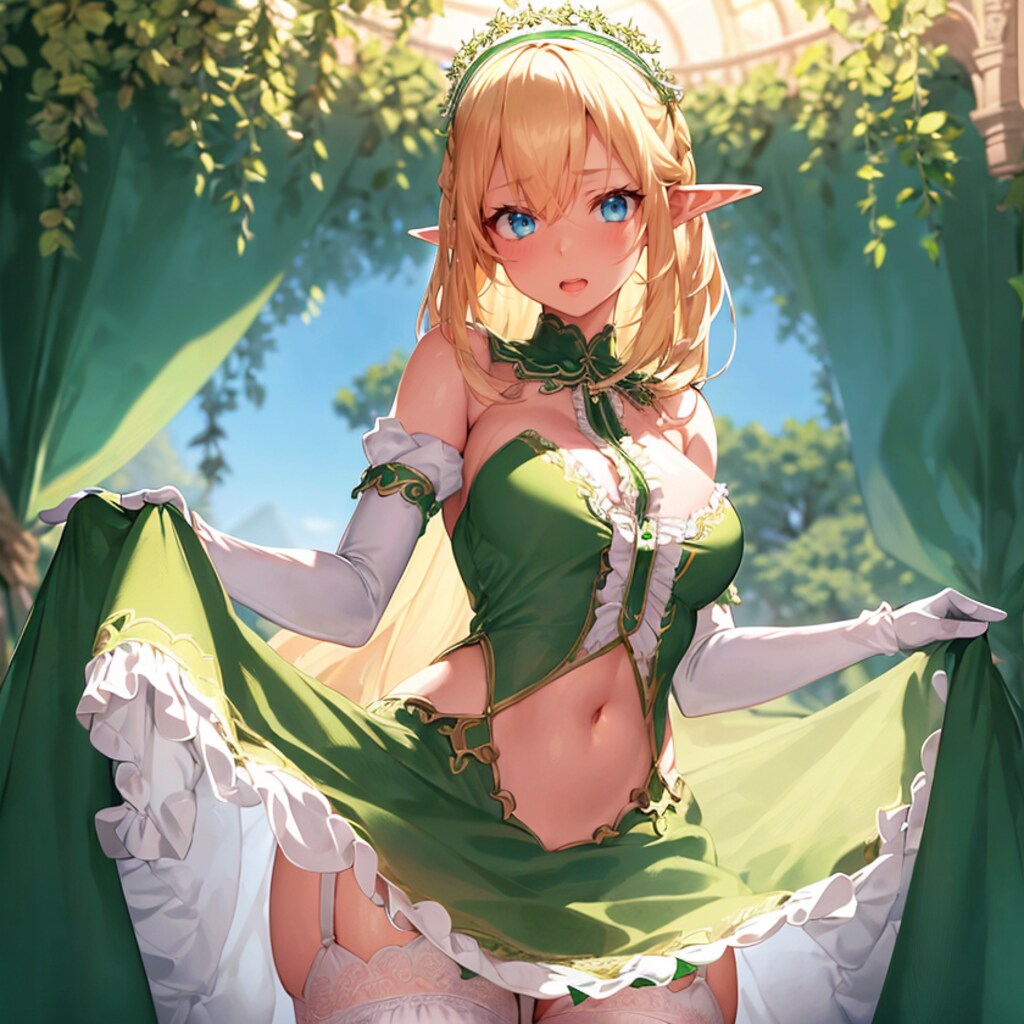 照れたくし上げエルフさん