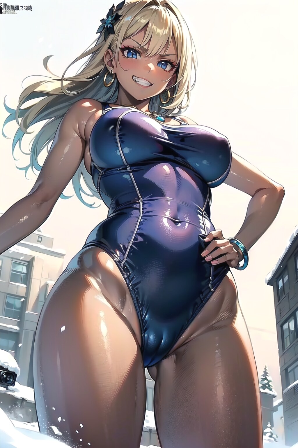 #冬にスクール水着さん