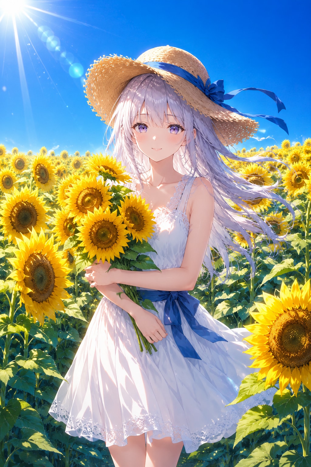 ひまわりと少女