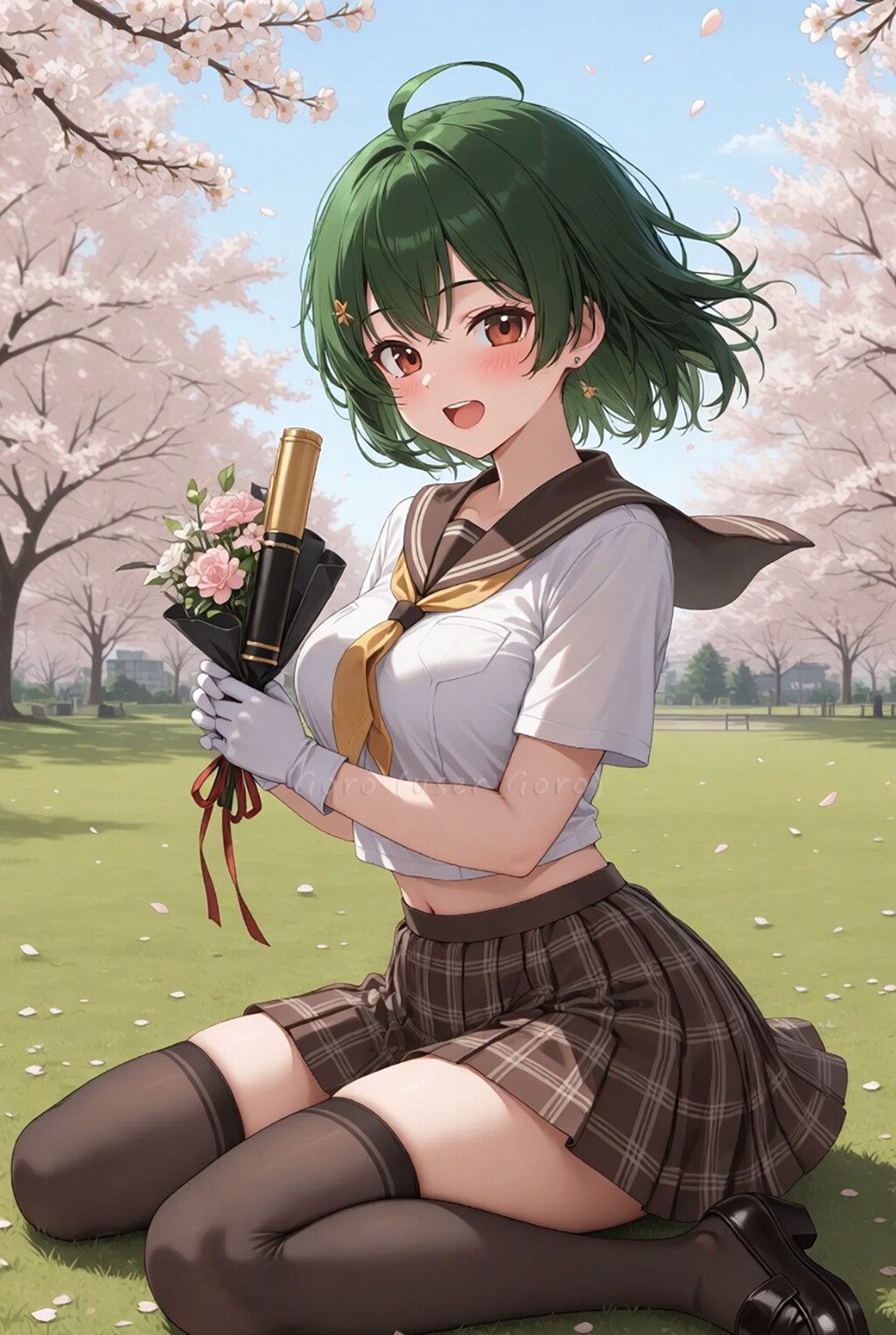 卒業式後の公園で