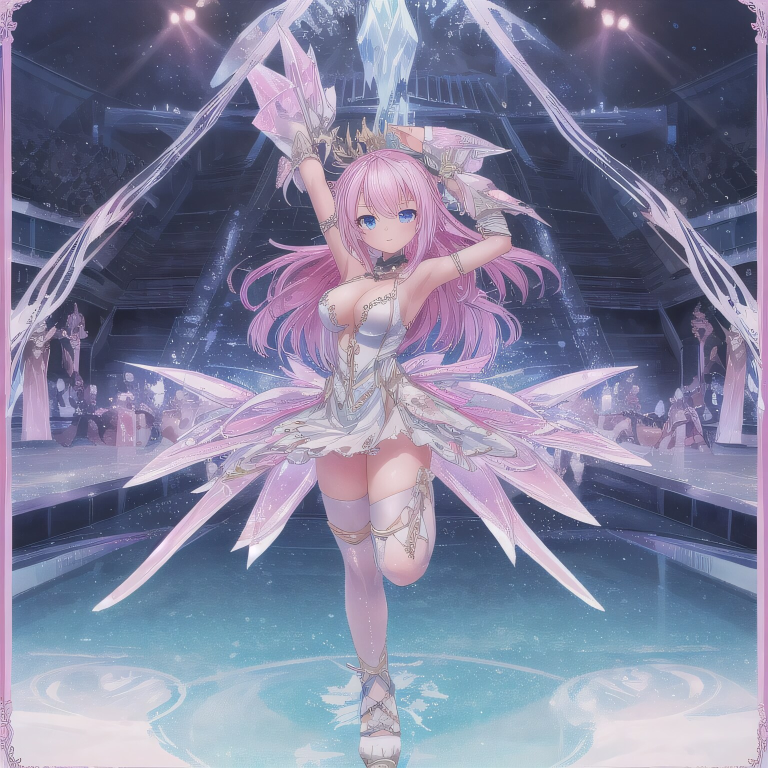 ピンク髪ロングでフィギュアの少女６ | の人気AIイラスト・グラビア