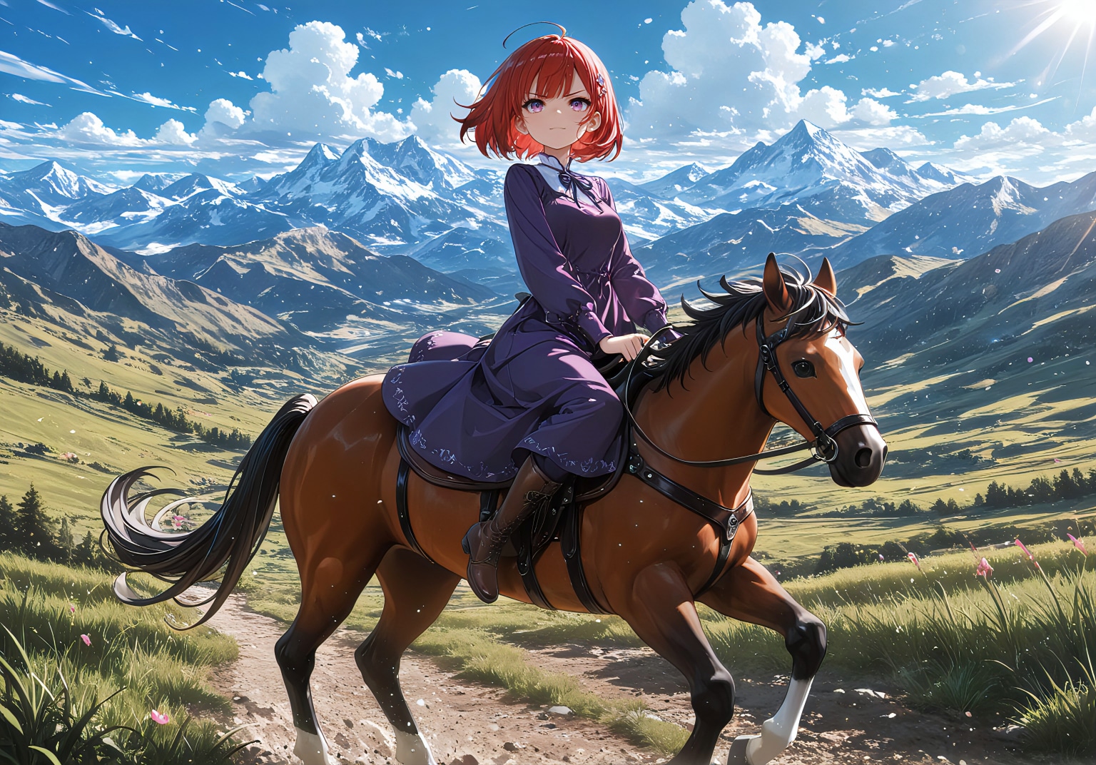 高原を駆ける少女 | の人気AIイラスト・グラビア