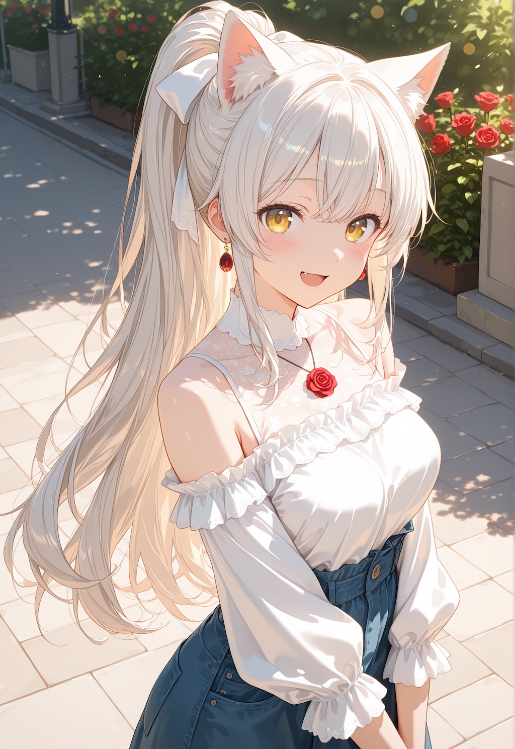 オフショルダー　白猫ちゃん